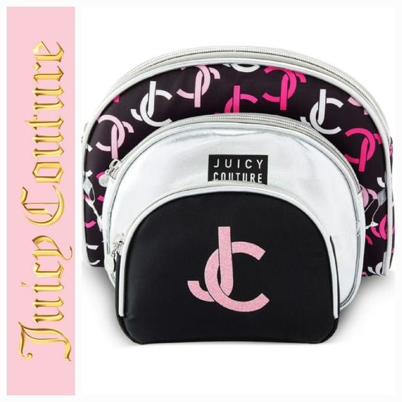 Juicy Couture JC Logo 3-PC Makeup Bag Set - Picture 1 of 6
